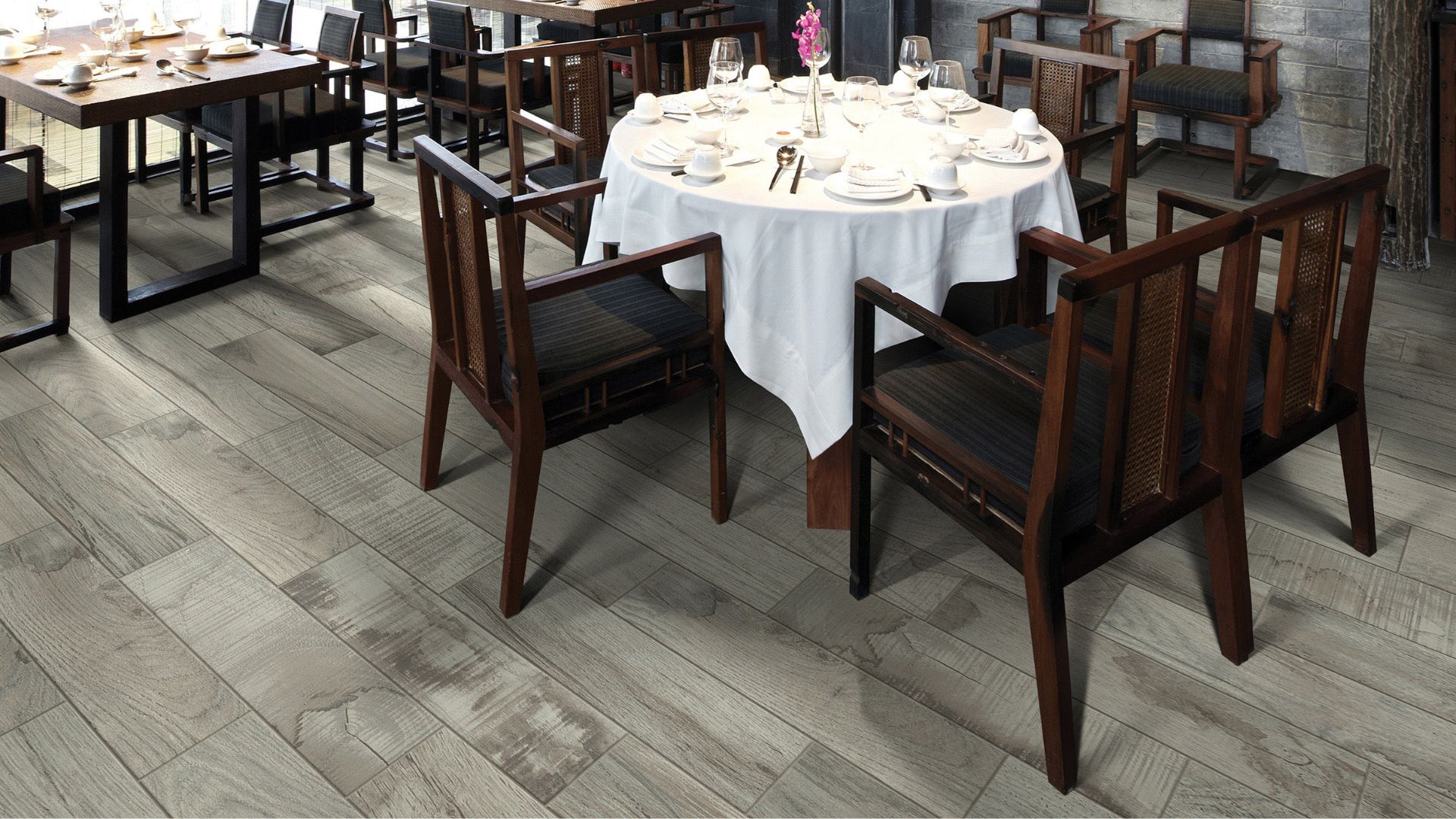 wood look commercial flooring in a commercial dining room for Bethlehem, PA, remodels